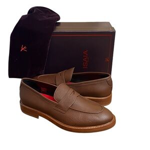 ISAIA Men’s Brown Leather Slip-on Loafers Size 11 US NEW w/BOX $1,4500